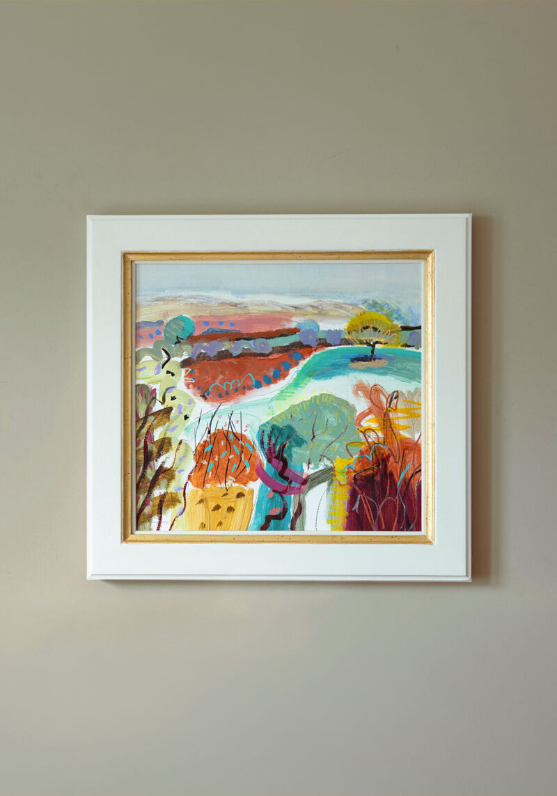 Colourful painting with white frame